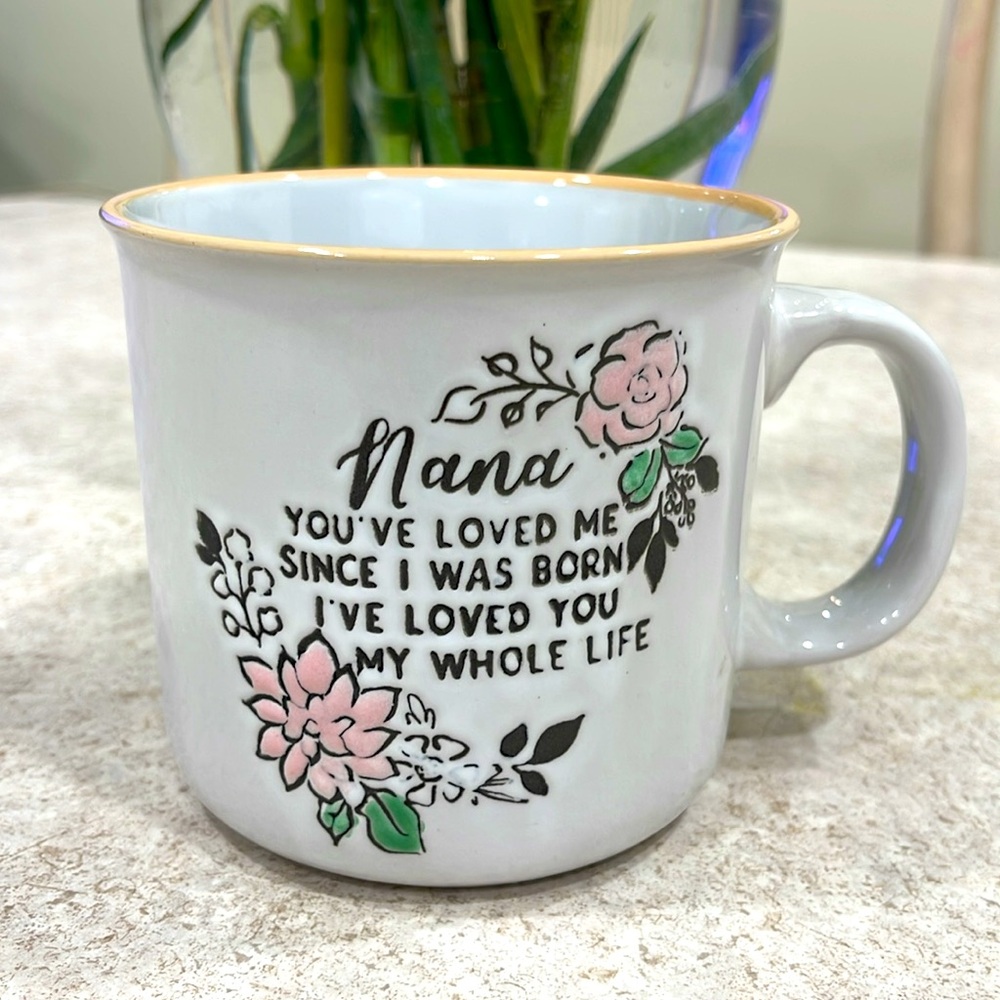 BNWT ECCOLO HEATHERLEE CHAN LARGE WHITE NANA POEM CERAMIC MUG MU122Y